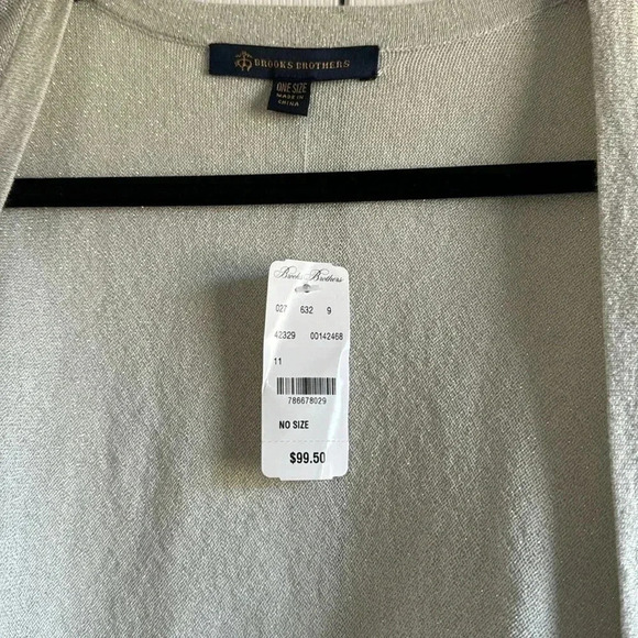 NWT Brooks Brothers Wrap Shawl Poncho Cover-Up Silver Sparkle - Picture 2 of 4